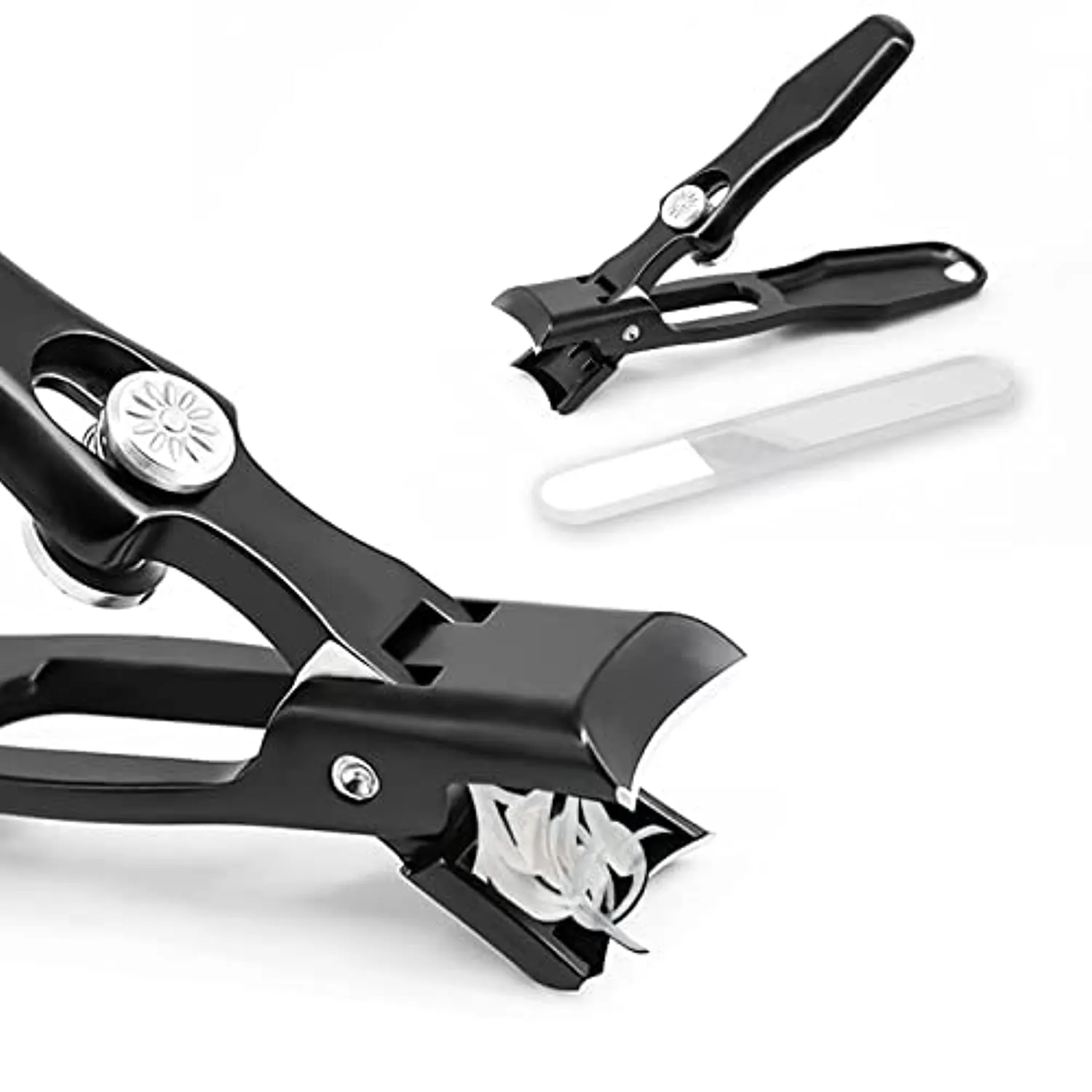 Professional Nail Clippers for Thick Nails, Nail Clippers Anti Splash Fingernail Cutter Stainless Steel Manicure Tools Nail Scissors with Glass Nail File (Black)